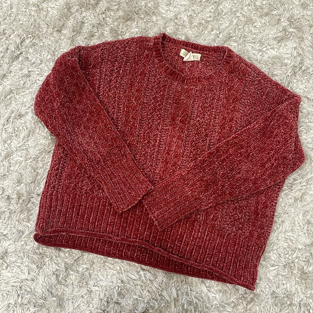 Girls Chenille Rust Colored Sweater - size large